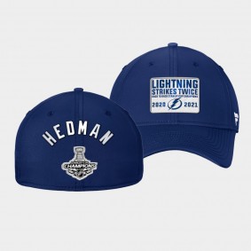 Victor Hedman Tampa Bay Lightning Hat Back-to-Back Stanley Cup Champions Blue Flex
