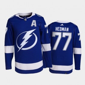 2021-22 Tampa Bay Lightning Victor Hedman Primegreen Authentic Jersey Blue Home Uniform