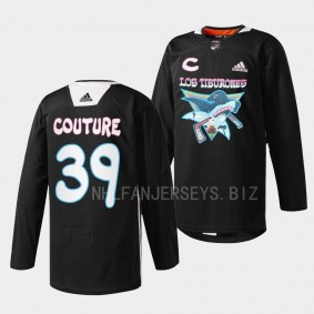 San Jose Sharks 2022 Los Tiburones Logan Couture #39 Black Specialty Warm-Up Jersey Men's