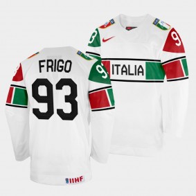 Italy 2022 IIHF World Championship Luca Frigo #93 White Jersey Home