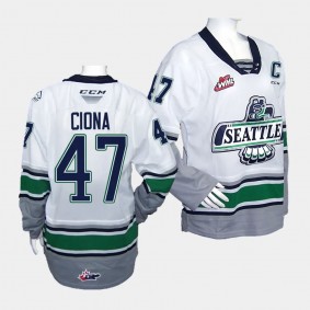 Lucas Ciona Seattle Thunderbirds #47 2023 WHL Championship White Jersey Replica