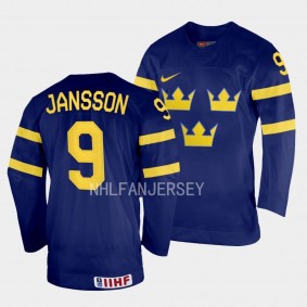 Sweden 2023 IIHF World Junior Championship Ludvig Jansson #9 Navy Jersey Away