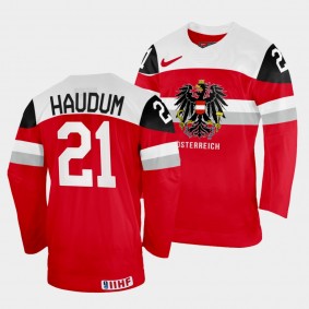 Austria 2022 IIHF World Championship Lukas Haudum #21 Red Jersey Away