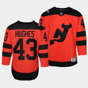New Jersey Devils #43 Luke Hughes 2024 NHL Stadium Series Premier Player Red Youth Jersey