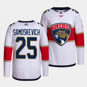 Mackie Samoskevich Florida Panthers Away White #25 Primegreen Authentic Pro Jersey Men's