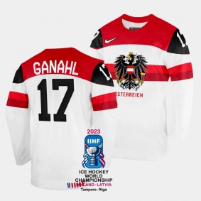 Australia 2023 IIHF World Championship Manuel Ganahl #17 White Jersey Home
