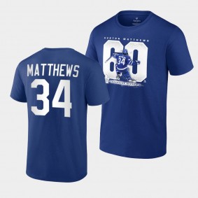 Auston Matthews Toronto Maple Leafs 60 Goal Record Commemorative Blue T-Shirt