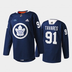 John Tavares #91 Toronto Maple Leafs Primary Logo Navy Warm Up Jersey