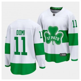 2024 St. Patricks Alternate Max Domi Toronto Maple Leafs #11 White Premier Jersey