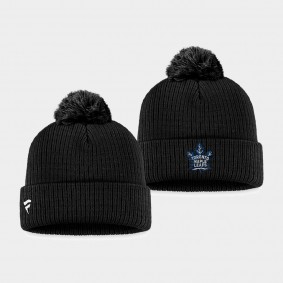 Alternate Logo Toronto Maple Leafs Black Cuffed with Pom Knit Hat