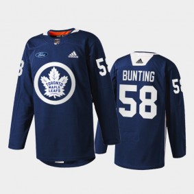 Michael Bunting #58 Toronto Maple Leafs Primary Logo Navy Warm Up Jersey