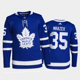 2021-22 Toronto Maple Leafs Petr Mrazek Primegreen Authentic Jersey Blue Home Uniform