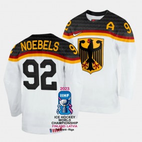 Germany 2023 IIHF World Championship Marcel Noebels #92 White Jersey Home