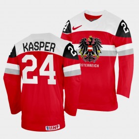 Austria 2022 IIHF World Championship Marco Kasper #24 Red Jersey Away