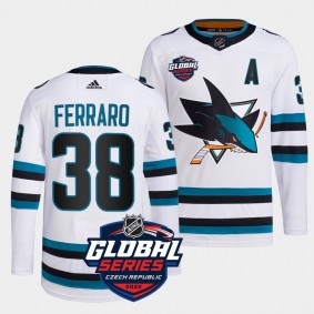 2022 Global Series Mario Ferraro San Jose Sharks Primegreen #38 White Jersey