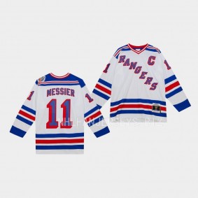 Mark Messier New York Rangers Blue Line 1993 Throwback White #11 Jersey Mitchell Ness