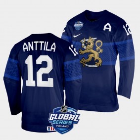 Finland 2022 NHL Global Series Marko Anttila #12 Navy Jersey Away