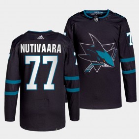 San Jose Sharks Primegreen Authentic Markus Nutivaara #77 Black Jersey Alternate