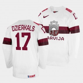 Latvijas 2022 IIHF World Championship Martins Dzierkals #17 White Jersey Home