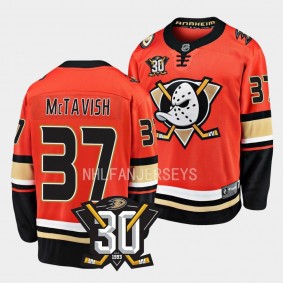 Anaheim Ducks Mason McTavish 2023-24 30th Anniversary Orange Home Jersey Men's