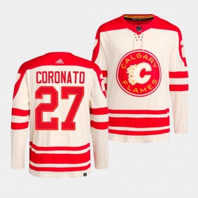 Matt Coronato Calgary Flames 2023 NHL Heritage Classic Cream #27 Primegreen Authentic Player Jersey Men's