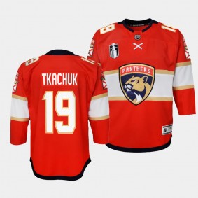 Florida Panthers #19 Matthew Tkachuk 2023 Stanley Cup Final Home Premier Player Red Youth Jersey