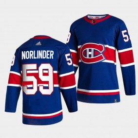 Mattias Norlinder #59 Canadiens 2021 Reverse Retro Special Edition Blue Jersey
