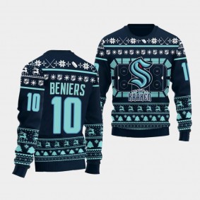 2021 Christmas Gift Kraken Matty Beniers Blue Ugly Sweatshirt