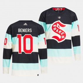 Matty Beniers Seattle Kraken 2024 NHL Winter Classic Blue #10 Primegreen Authentic Player Jersey Men's