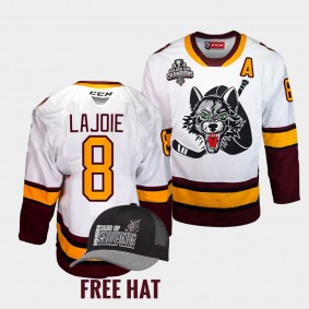 Max Lajoie Chicago Wolves 2022 Calder Cup Champs White Free Hat Jersey
