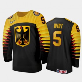 Germany Daniel Wirt #5 2020 IIHF World Junior Ice Hockey Black Away Jersey