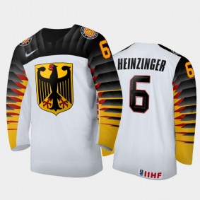 Germany Niklas Heinzinger #6 2020 IIHF World Junior Ice Hockey White Home Jersey