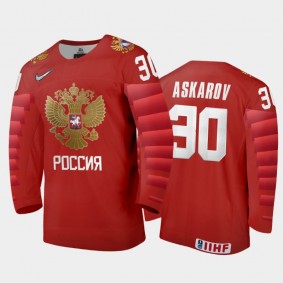 Russia Yaroslav Askarov #30 2020 IIHF World Junior Ice Hockey Red Away Jersey