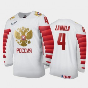 Russia Yegor Zamula #4 2020 IIHF World Junior Ice Hockey White Home Jersey