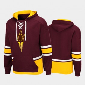 Men Arizona State Sun Devils Lace-up Pullover Maroon Hoodie College Hockey 3.0