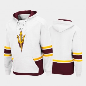 Men Arizona State Sun Devils Lace-up Pullover White Hoodie College Hockey 3.0
