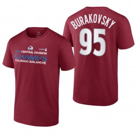Andre Burakovsky 2022 Central Division Champions Colorado Avalanche Burgundy T-Shirt