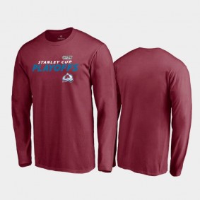 Men's Colorado Avalanche 2021 Stanley Cup Playoffs Turnover Long Sleeve Burgundy T-Shirt