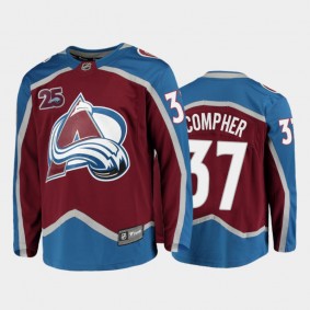Men Colorado Avalanche J.T. Compher #37 25th Anniversary Burgundy 2020-21 Home Jersey