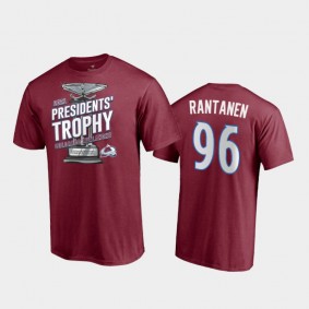 Men's Colorado Avalanche Mikko Rantanen #96 2021 Presidents' Trophy Burgundy T-Shirt