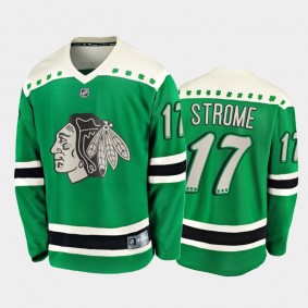 Men's Chicago Blackhawks Dylan Strome #17 2021 St. Patrick's Day Green Jersey