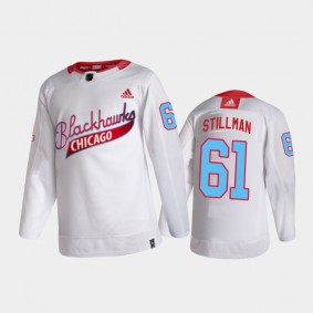 Men's Chicago Blackhawks Riley Stillman #61 One Community Night White Jersey