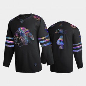Blackhawks Seth Jones #4 Iridescent Holographic Black Limited Jersey