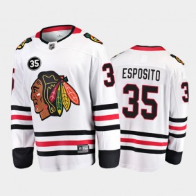 Chicago Blackhawks #35 Tony Esposito Hockey Hall of Fame 1988 White Away Jersey