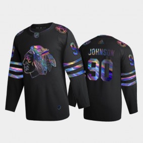 Blackhawks Tyler Johnson #90 Iridescent Holographic Black Limited Jersey
