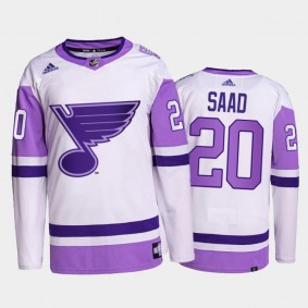 Brandon Saad HockeyFightsCancer Jersey St. Louis Blues White Primegreen Authentic