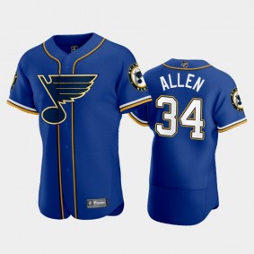 Men's Blues Jake Allen #34 2020 NHL X MLB Crossover Royal Jersey