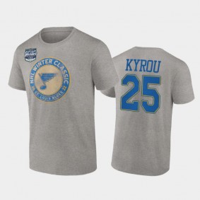 Men St. Louis Blues Jordan Kyrou #25 2022 Winter Classic Gray T-Shirt