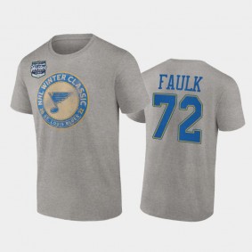 Men St. Louis Blues Justin Faulk #72 2022 Winter Classic Gray T-Shirt