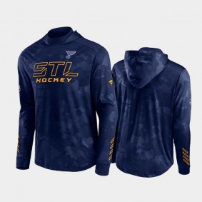 St. Louis Blues Hoodie Authentic Pro Navy Camo Pullover Locker Room